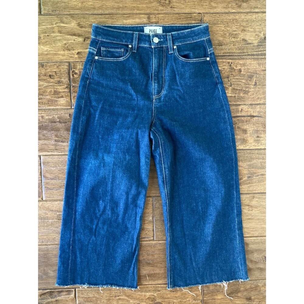 PAIGE Jeans Womens 26 Clarice Culotte Crop Raw Hem Santana High Rise Wide Leg